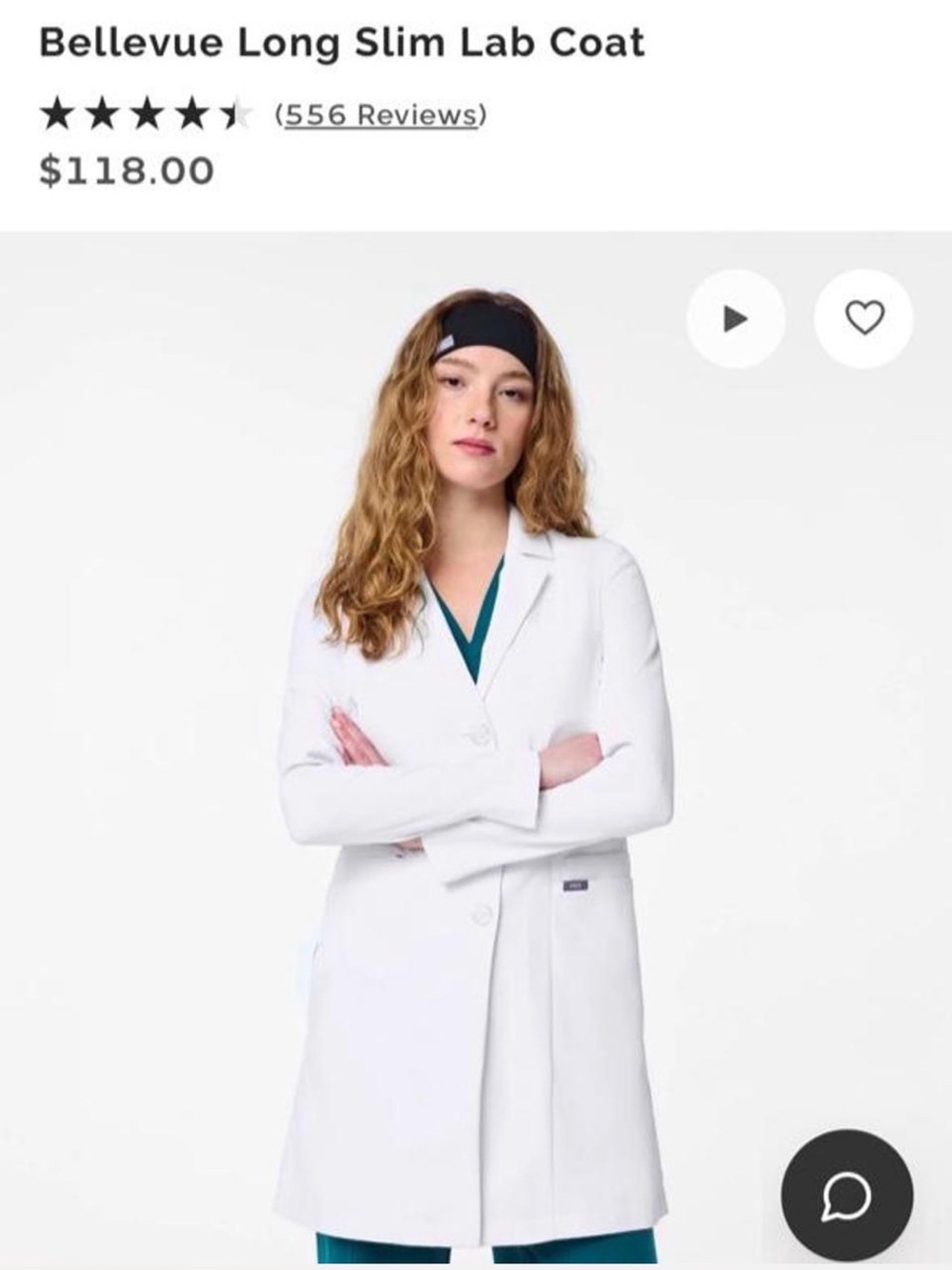 Figs Bellevue White Long Slim Lab Coat